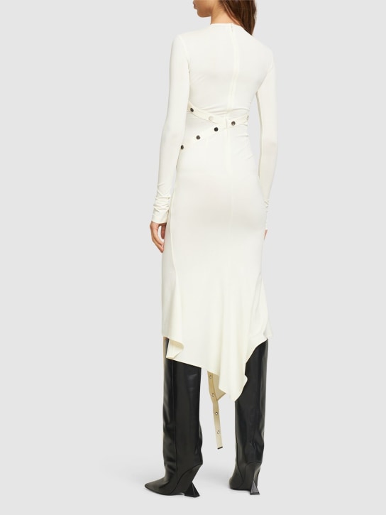 The Attico: Stretch jersey long sleeve midi dress - White - women_2 | Luisa Via Roma