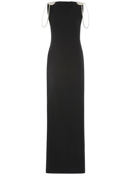 Dsquared2: Embellished satin open back long dress - women_0 | Luisa Via Roma