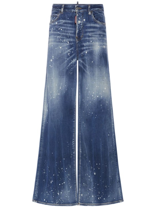 Dsquared2: Traveller painted wide jeans - Blue - women_0 | Luisa Via Roma