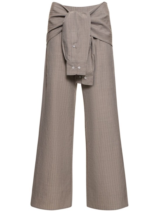 Saks Potts: Betty wool blend pants - Grey Stripe - women_0 | Luisa Via Roma