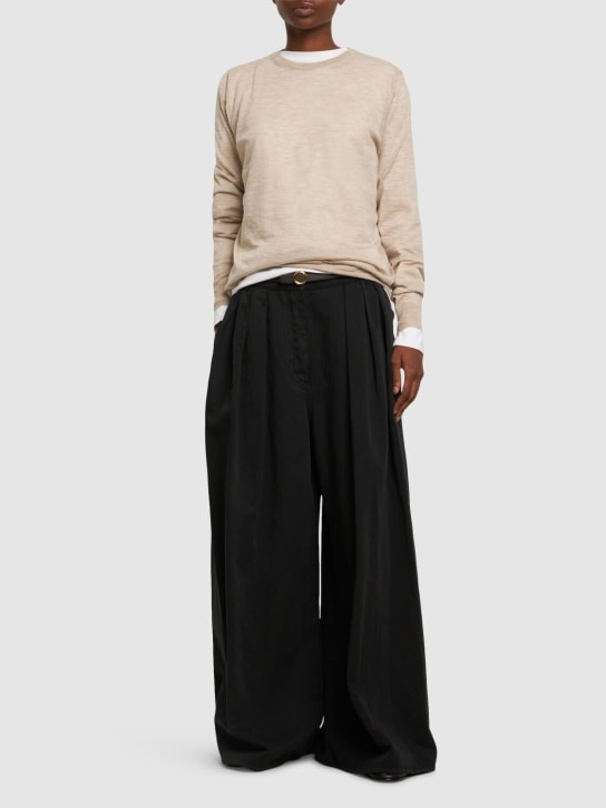 The Row: Criselle mid waist wide leg pants - women_1 | Luisa Via Roma