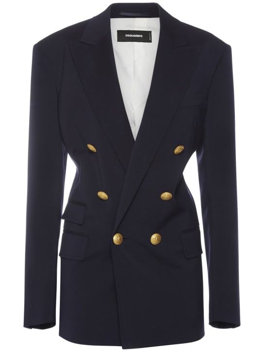 Dsquared2: Wool oversized double breast jacket - Navy - women_0 | Luisa Via Roma