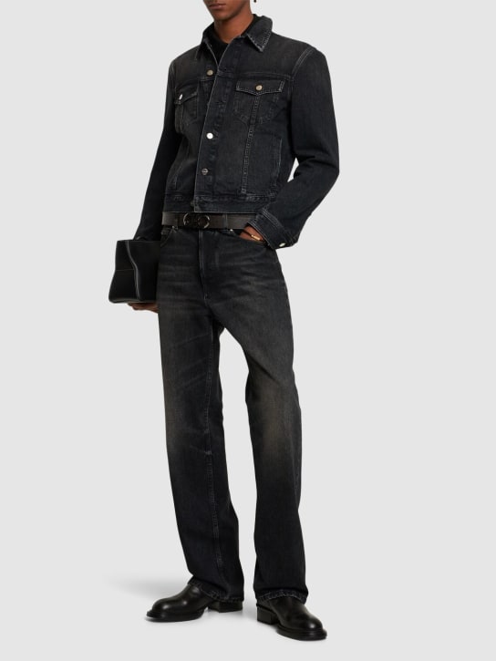 Ferragamo: Stonewashed cotton denim jeans - Black - men_1 | Luisa Via Roma