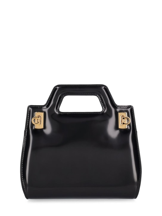 Ferragamo: Mini Wanda leather top handle bag - Black - women_0 | Luisa Via Roma
