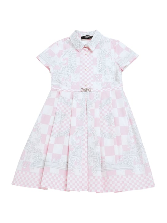 Versace: Vestido de popelina de algodón estampado - Multicolor - kids-girls_0 | Luisa Via Roma