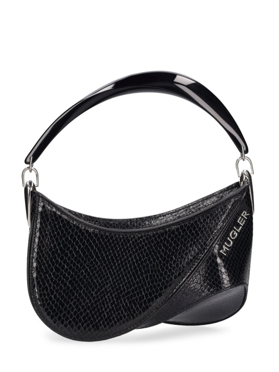 MUGLER: Mini Spiral Curve leather top handle bag - Siyah - women_0 | Luisa Via Roma