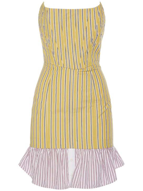 Dsquared2: Striped cotton strapless mini dress - Yellow/Multi - women_0 | Luisa Via Roma