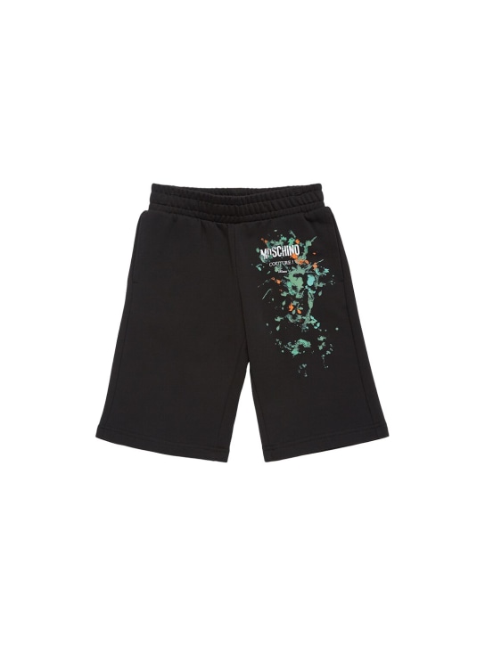 Moschino: Cotton sweat shorts - Siyah - kids-boys_0 | Luisa Via Roma
