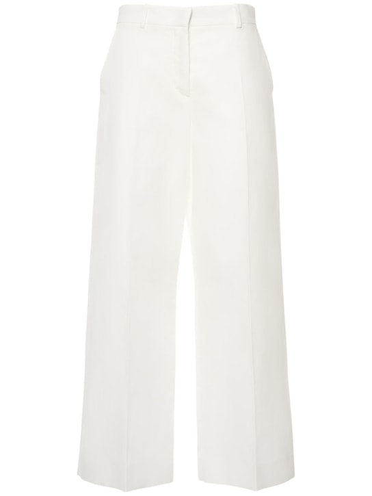 Weekend Max Mara: Zircone cotton & linen canvas wide pants - Ivory - women_0 | Luisa Via Roma