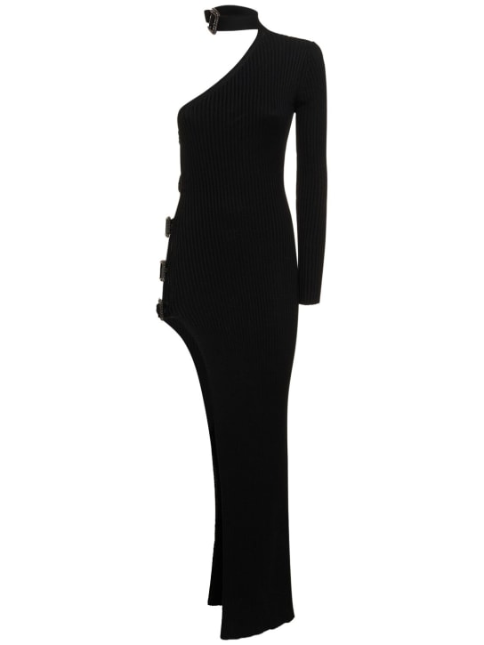 Giuseppe Di Morabito: 单袖弹力棉质超长连衣裙 - 黑色 - women_0 | Luisa Via Roma