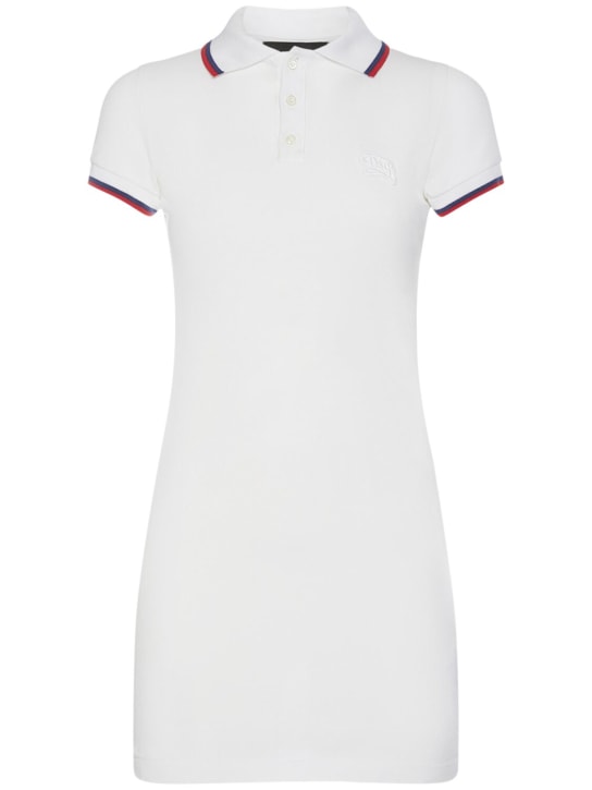 Dsquared2: Cotton piquet mini polo dress - Beyaz - women_0 | Luisa Via Roma