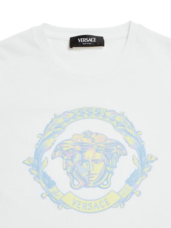 Versace: Bedrucktes T-Shirt aus Baumwolljersey - Weiß - kids-boys_1 | Luisa Via Roma