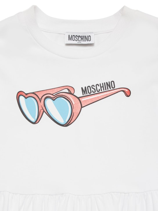 Moschino: Vestido de algodón interlock - Blanco - kids-girls_1 | Luisa Via Roma