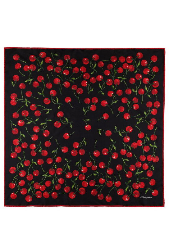Dolce&Gabbana: Cherries printed silk twill foulard - women_0 | Luisa Via Roma