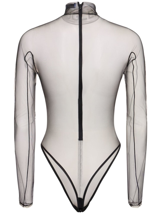 MUGLER: Body collo alto in tulle - Nero - women_4 | Luisa Via Roma