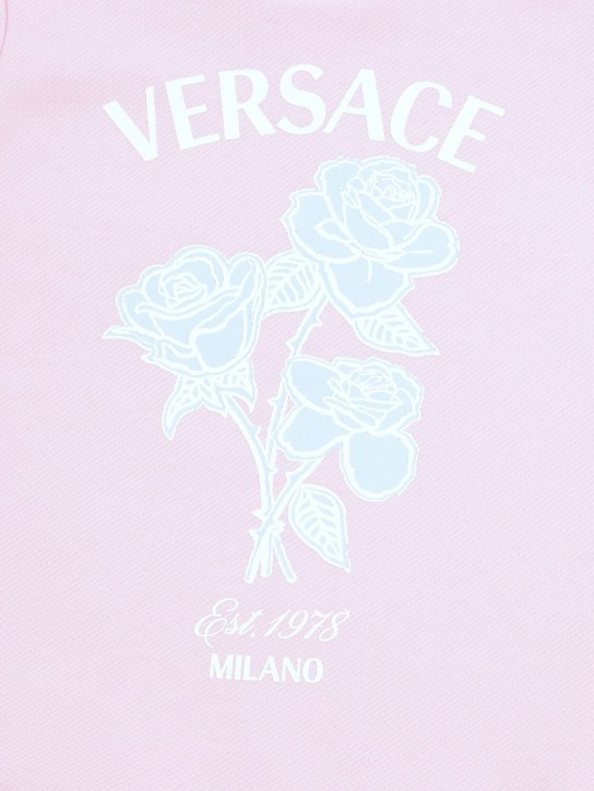 Versace: Vestito in felpa di cotone con ruches - Rosa - kids-girls_1 | Luisa Via Roma