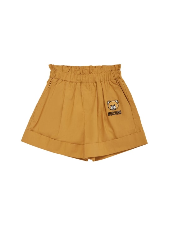 Moschino: Shorts in popeline di cotone - Khaki - kids-girls_0 | Luisa Via Roma