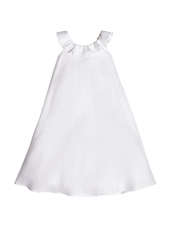 Il Gufo: Linen dress w/ruffles - White - kids-girls_0 | Luisa Via Roma
