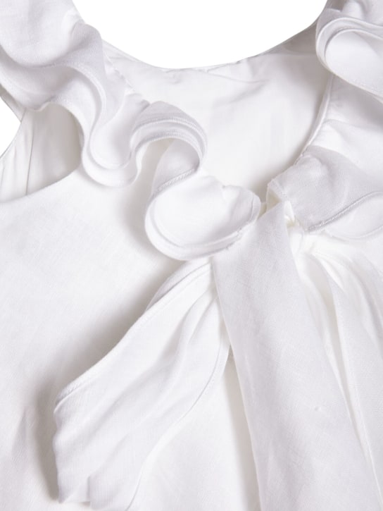 Il Gufo: Linen dress w/ruffles - Beyaz - kids-girls_1 | Luisa Via Roma