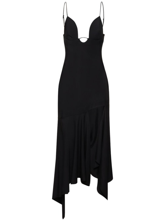 MUGLER: 不对称斜纹长款连衣裙 - 黑色 - women_0 | Luisa Via Roma