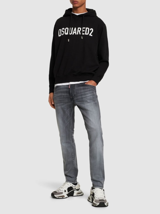 Dsquared2: Logo Cool Fit cotton hoodie - Black - men_1 | Luisa Via Roma