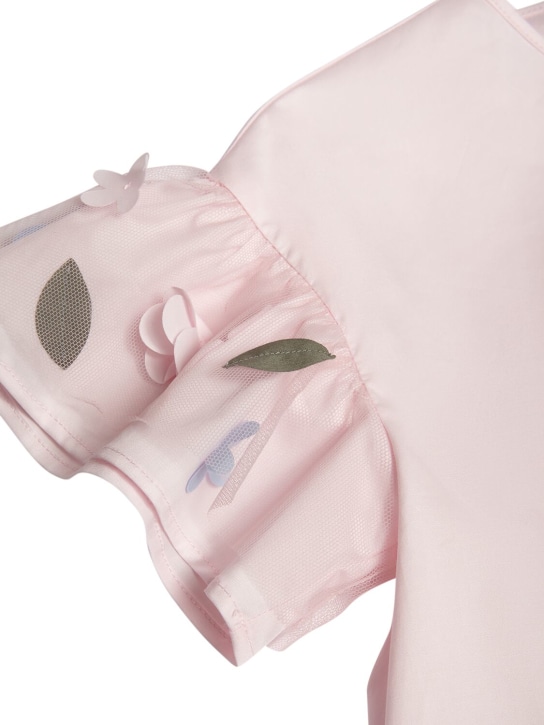 Il Gufo: Stretch cotton poplin & tulle top - Light Pink - kids-girls_1 | Luisa Via Roma