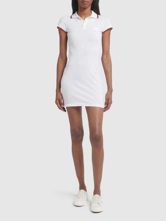 Dsquared2: Cotton piquet mini polo dress - Beyaz - women_1 | Luisa Via Roma