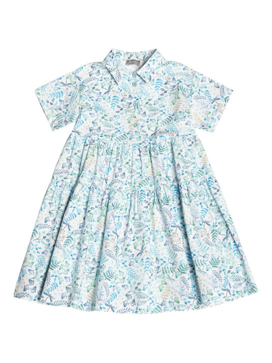 Il Gufo: Vestido de popelina de algodón - Azul/Multicolor - kids-girls_0 | Luisa Via Roma