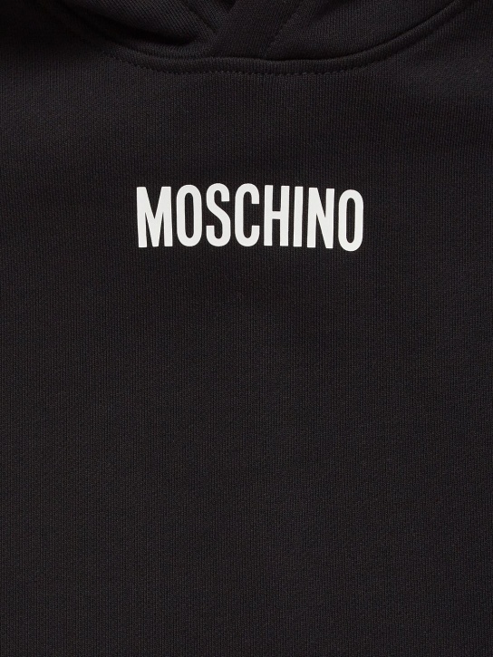 Moschino: コットンフーデッドワンピース - ブラック - kids-girls_1 | Luisa Via Roma