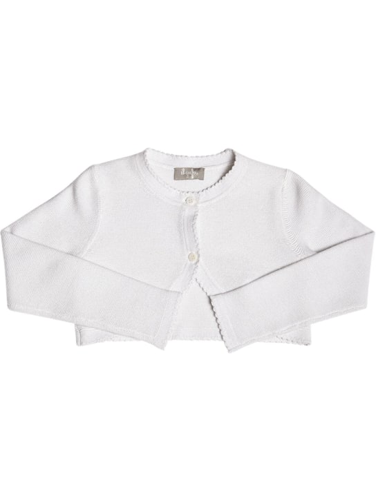 Il Gufo: 金银丝细节棉质针织开衫 - 白色 - kids-girls_0 | Luisa Via Roma