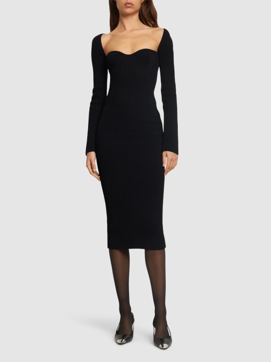 Khaite: Beth stretch viscose bustier midi dress - Black - women_1 | Luisa Via Roma
