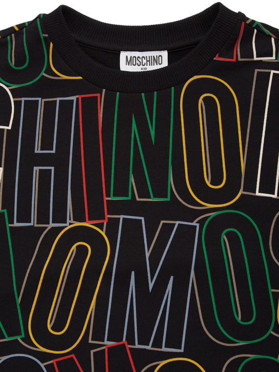 Moschino: 棉质圆领卫衣 - 黑色 - kids-boys_1 | Luisa Via Roma