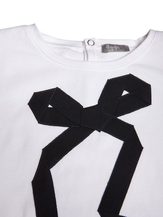 Il Gufo: Embroidered cotton jersey t-shirt - White/Navy - kids-girls_1 | Luisa Via Roma