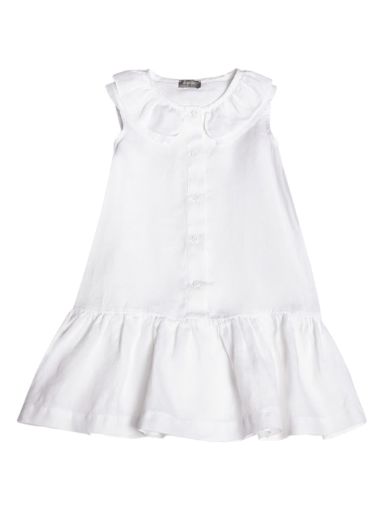 Il Gufo: Linen dress - Beyaz - kids-girls_0 | Luisa Via Roma