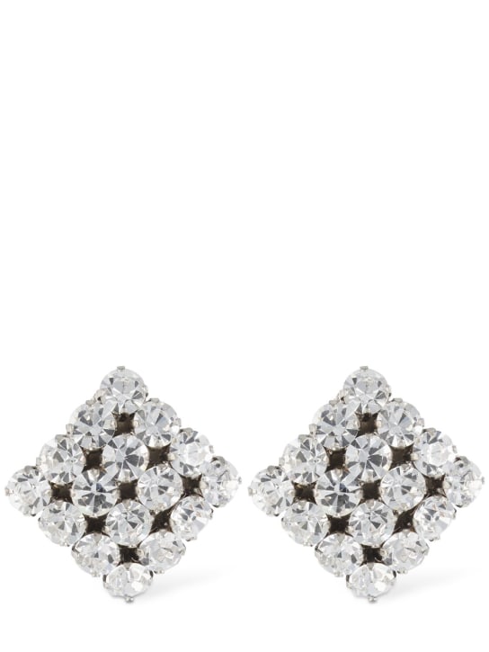 Alessandra Rich: Square crystal stud earrings - Gümüş - women_0 | Luisa Via Roma
