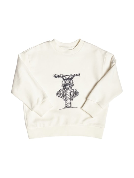 Il Gufo: Sweat-shirt en coton brodé à col ras-du-cou - Blanc/Noir - kids-boys_0 | Luisa Via Roma