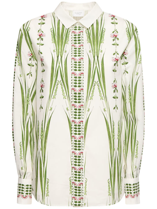 Giambattista Valli: Printed cotton poplin blouse - White/Green - women_0 | Luisa Via Roma