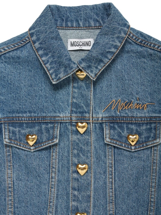 Moschino: Cotton denim jacket - Mavi - kids-girls_1 | Luisa Via Roma