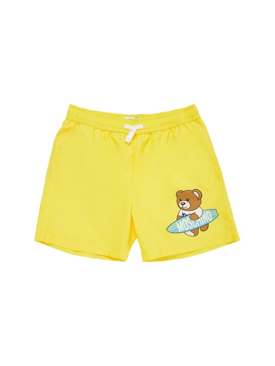 Moschino: Nylon swim shorts - Yellow - kids-boys_0 | Luisa Via Roma