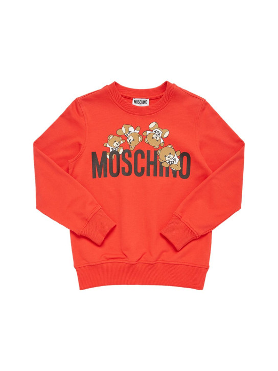 Moschino: Cotton crewneck sweatshirt - Kırmızı - kids-boys_0 | Luisa Via Roma