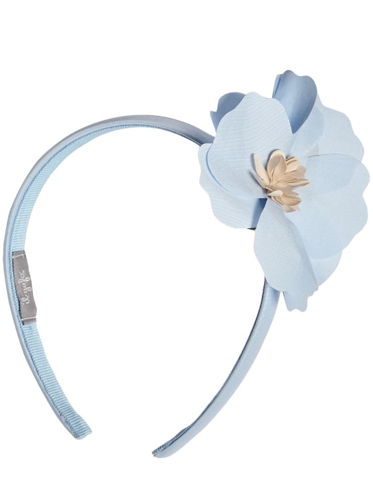 Il Gufo: Cotton poplin headband w/flower - Light Blue - kids-girls_1 | Luisa Via Roma