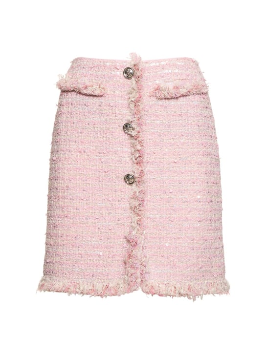 Giambattista Valli: Cotton bouclé blend mini skirt - Beyaz/Pembe - women_0 | Luisa Via Roma