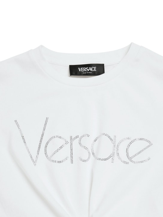 Versace: Cotton jersey cropped t-shirt - Beyaz - kids-girls_1 | Luisa Via Roma