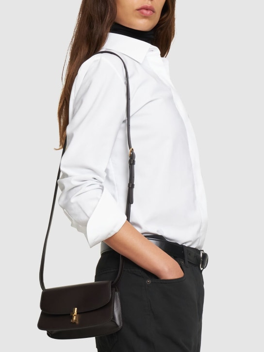 The Row: Sofia leather shoulder bag - Dark Brown Shg - women_1 | Luisa Via Roma