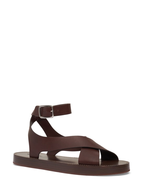 Loro Piana: Sumie leather cross sandals - women_1 | Luisa Via Roma