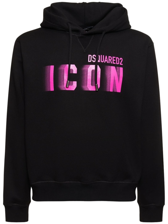 Dsquared2: Icon Blur cool fit hoodie - Siyah/Fuşya - men_0 | Luisa Via Roma