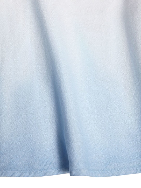 Il Gufo: Robe en lin de couleur dégradée - Blanc/Bleu - kids-girls_1 | Luisa Via Roma