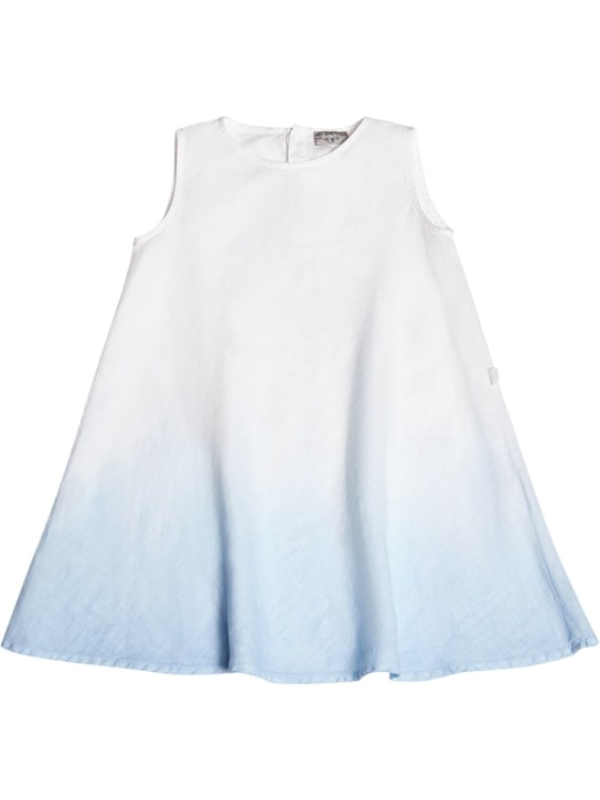 Il Gufo: Robe en lin de couleur dégradée - Blanc/Bleu - kids-girls_0 | Luisa Via Roma