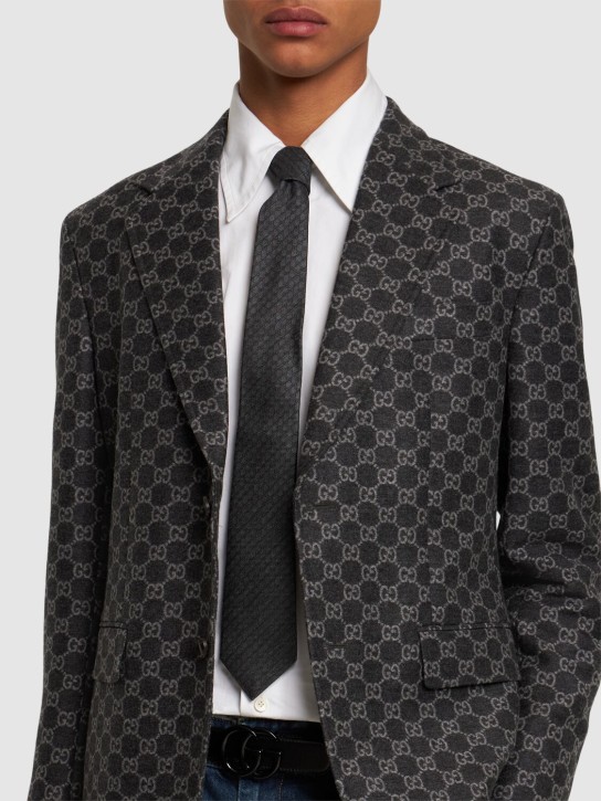 Gucci: 7cm breite Krawatte aus Wolle und Seide „Ginny“ - Schwarz - men_1 | Luisa Via Roma