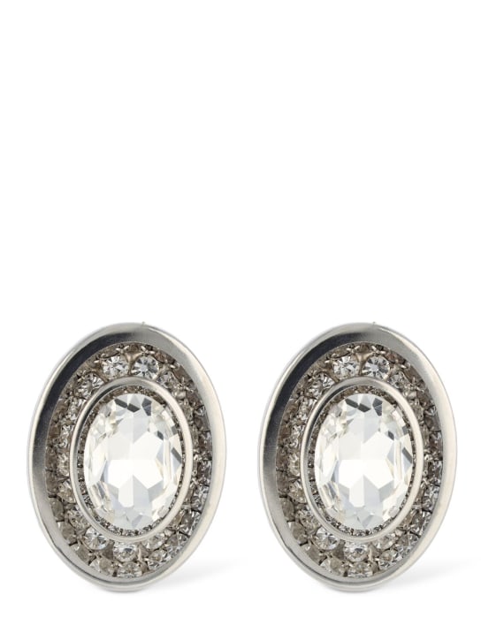 Alessandra Rich: Große, ovale Ohrringe aus Kristall - Silber/Kristall - women_0 | Luisa Via Roma